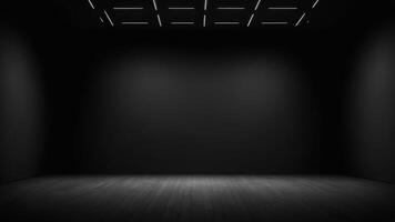 Interior of empty auditorium room with black walls and floor. photo