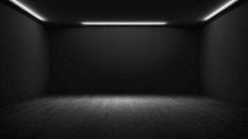 Interior of empty auditorium room with black walls and floor. photo