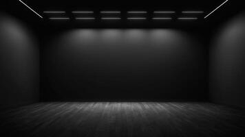 Interior of empty auditorium room with black walls and floor. photo