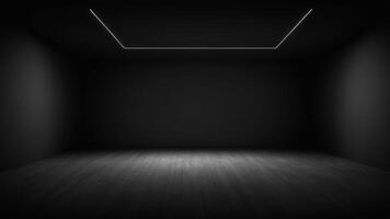 Interior of empty auditorium room with black walls and floor. photo