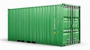 green container box isolated on white background. photo