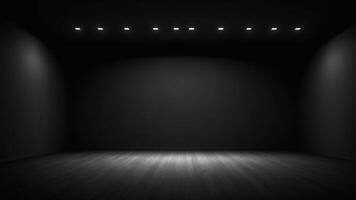 Interior of empty auditorium room with black walls and floor. photo