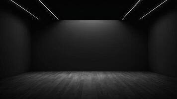Interior of empty auditorium room with black walls and floor. photo