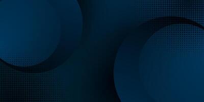 Dark blue abstract geometric 3D background. Blue elements with circle gradient pattern. Dynamic shapes composition vector