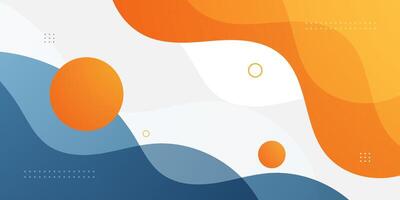 Blue and orange geometric business banner design. Creative banner design with wave shapes and lines for template. Simple design on white horizontal banner vector