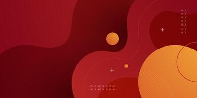 Abstract 3D wave fluid liquid art background design with dark red and orange combination background vector