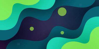 Blue and green geometric business banner design. Creative banner design with wave shapes and lines for template. Simple design on dark horizontal banner vector