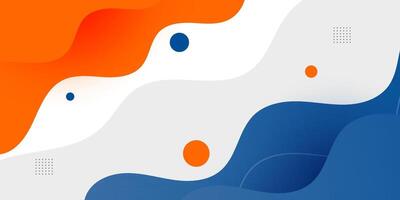 Orange and blue geometric business banner design. Creative banner design with wave shapes and lines for template. Simple design on white horizontal banner. vector