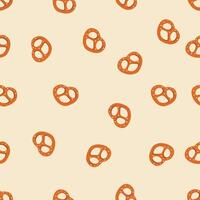 A pattern of pretzels is scattered on a light background. The pretzels are positioned in a way that creates a sense of movement and energy. vector