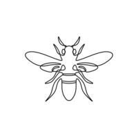 Bee continuous line art vector