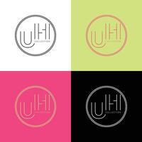 Alphabet letter HU UH logo icon design with black color white background element. vector