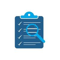 A report with magnifying glass, icon vector