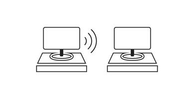 computer sending signal to other computer, icon vector