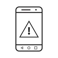 warning triangle sign in phone, icon vector