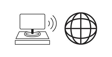 computer communication with world, icon vector