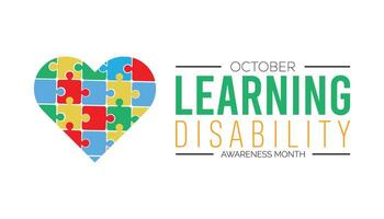 Learning Disability Awareness Month is observed every year on October. Holiday concept background, placard, banner design template illustration background design. vector