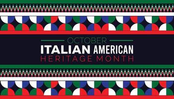 Italian-American Heritage Month is observed every year on October. Holiday concept background, placard, banner design template illustration background design. vector