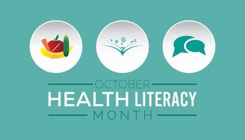 Health Literacy Month is observed every year on October. Holiday concept background, placard, banner design template illustration background design. vector
