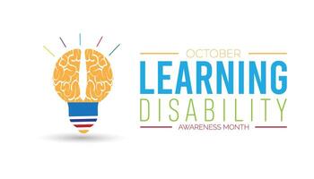 Learning Disability Awareness Month is observed every year on October. Holiday concept background, placard, banner design template illustration background design. vector