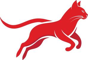 a red cat running on white background vector