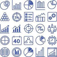 a set of business icons, including graphs, charts, and graphs vector