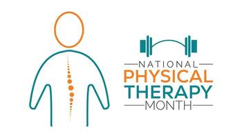 Physical therapy month is observed every year on October.Holiday concept background, placard, banner design template illustration background design. vector