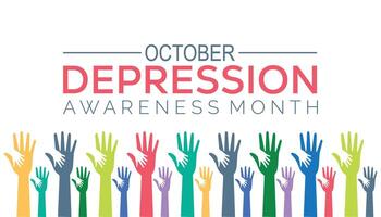 Depression Awareness Month is observed every year on October.Holiday concept background, placard, banner design template illustration background design. vector