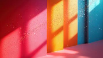 Vibrant Abstract Background with Colorful Walls and Sparkling Light Effects photo