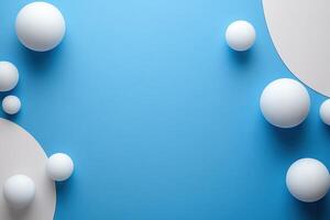 Abstract Minimalist Background with White Spheres on Blue Surface photo