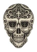 Sugar skull day of the dead design by hand drawing on paper. vector