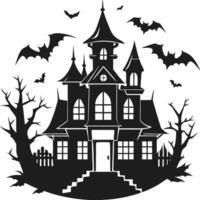 Creepy Old Mansion with Bats vector