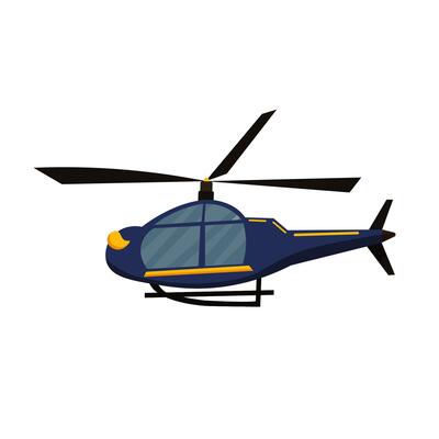 Childrens transport illustration. Blue helicopter on a white background. Isolated illustration