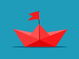 a red paper boat with a flag on top vector