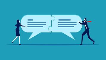 two people are talking to each other in a speech bubble vector