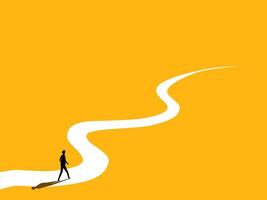 Dreams and motivation. Businessman walks a long and winding path vector
