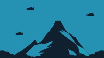 a mountain with clouds and a sky background vector
