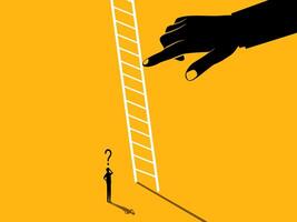 Big business hinders success. Hands push the ladder down vector