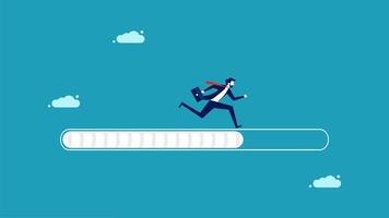 businessman running on the top of a button vector