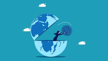 businessman in the shell of the world vector