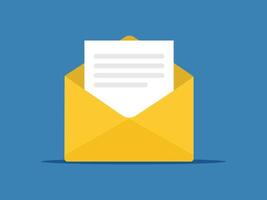 email envelope icon with paper letter vector