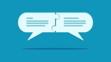 two speech bubbles with one missing piece on a blue background vector