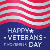 Happy veterans day design with flag gradient effect on blue background. vector