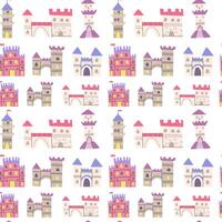 Castle seamless pattern. Fairy endless background. vector