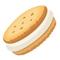 Vanilla Sandwich Cookies Snack Isolated on White Background vector