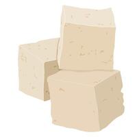 Raw Tofu Block or Soya Food Product Isolated on White Background vector