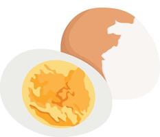Boiled Chicken Egg with Cracked Eggshell and Sliced Isolated on White Background vector