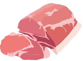 Raw Pork Meat with Sliced Isolated on White Background vector