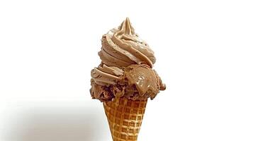 Chocolate Ice Cream Cone with Soft Serve and Scoop photo