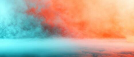 Vibrant Abstract Cloudscape with Gradient Colors of Blue and Orange in a Dreamy Sky photo