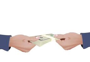 Businessman giving a bribe with us dollar banknotes vector